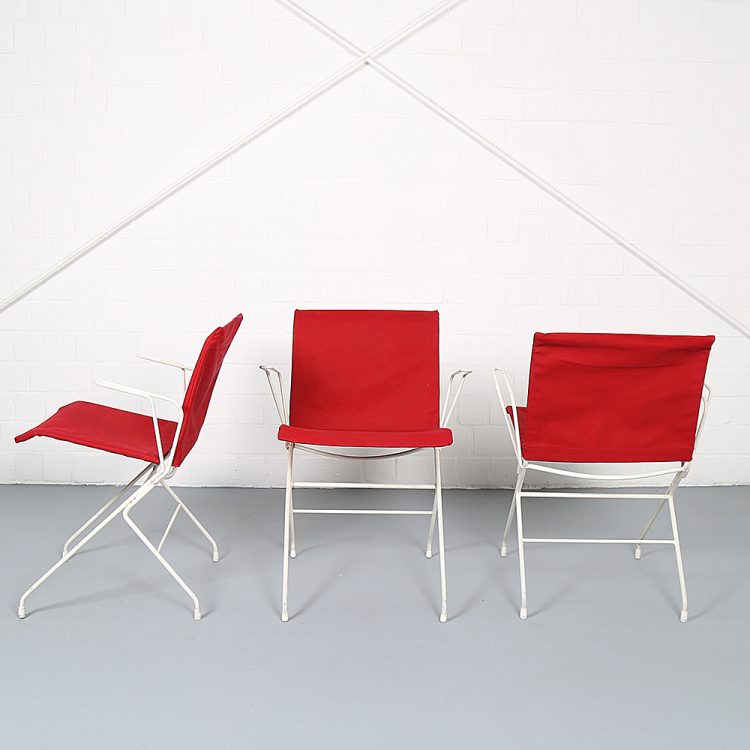 French mid-century vintage garden set designed by Raoul Guys (attributed) 3 chairs and a table