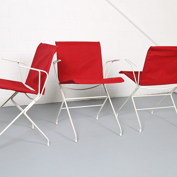 French mid-century vintage garden set designed by Raoul Guys (attributed) 3 chairs and a table