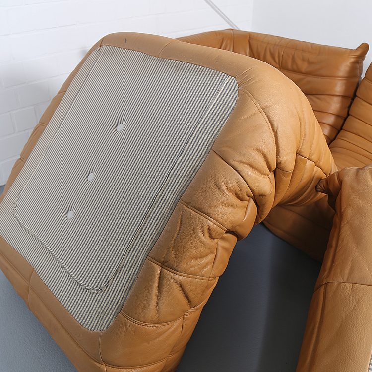 Cognac Leather Ligne Roset Togo Set from 2010 designed by Michel Ducaroy