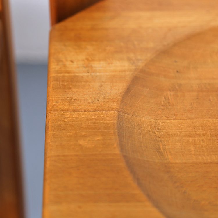 Pierre Chapo Style Set of 4 Dining Chairs Beech Wood Cognac Leather