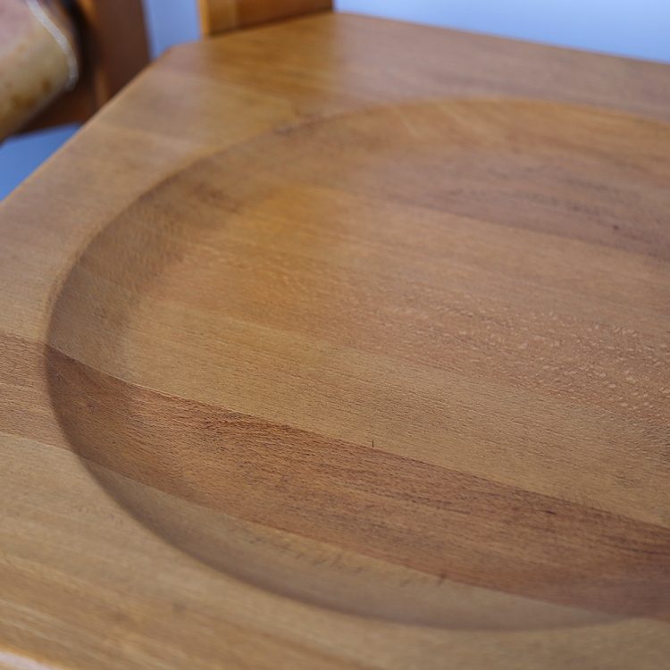 Pierre Chapo Style Set of 4 Dining Chairs Beech Wood Cognac Leather